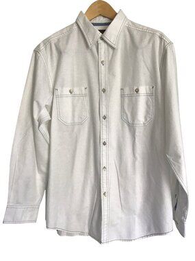 ROUNDTREE & YORKE CASUAL- MENS COTTON LONG SLEEVE BUTTON FRONT SHIRT SIZE LARGE